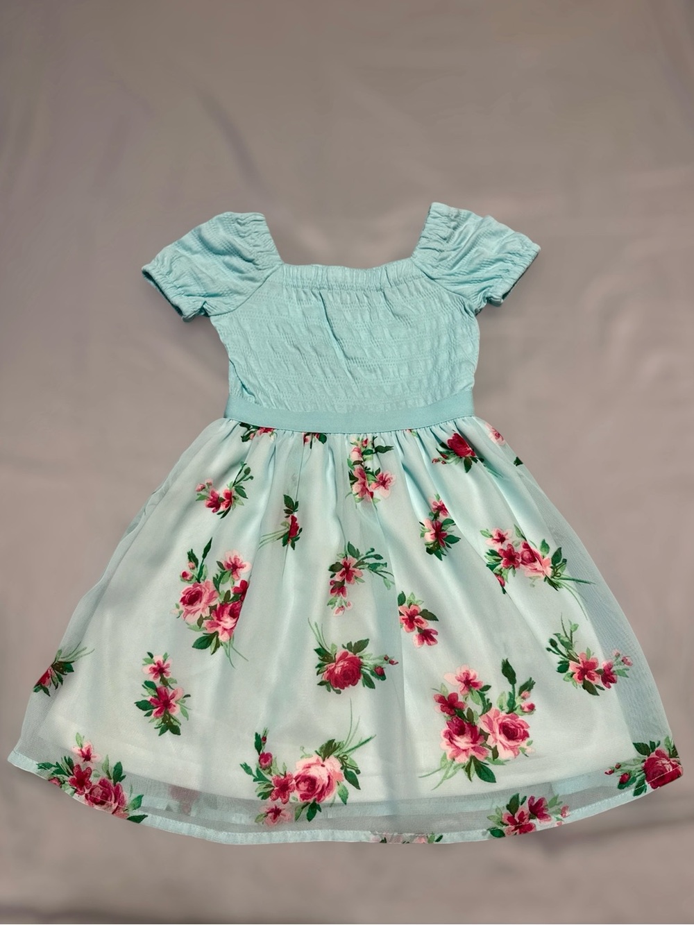The Children's Place Mint Floral Short Sleeve Dress size 5/6